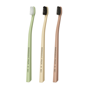 SWISSDENT BIO zubní kartáčky Soft (2+1 zdarma) pistáciová, banánová, pudrová