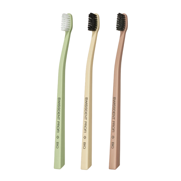 SWISSDENT BIO zubní kartáčky Soft (2+1 zdarma) pistáciová, banánová, pudrová
