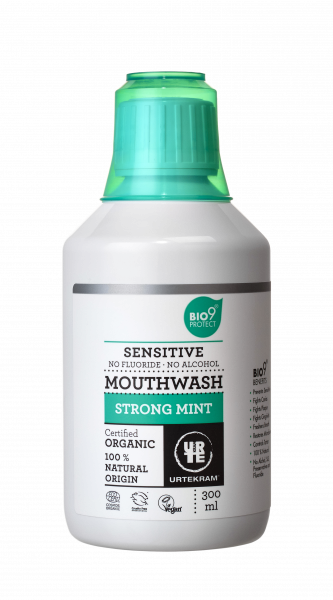 Urtekram BIO ústní voda (výplach) sensitive strong mint, 300 ml