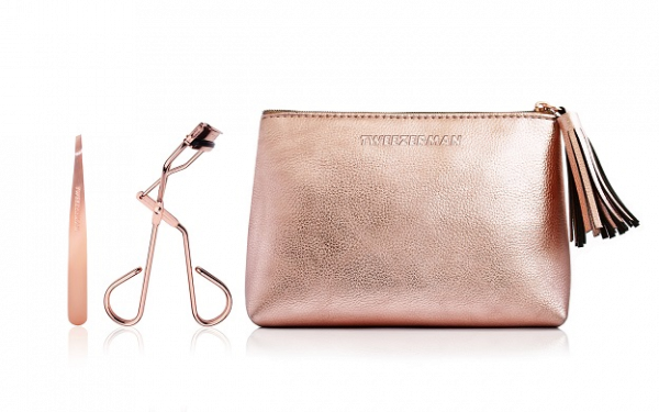 Tweezerman Set růžové zlato s pinzetou a kleštičkami na řasy