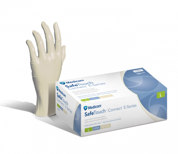 Medicom Safetouch Connect Vitals - pudrované latexové rukavice, velikost S, neutrální barva, 100 ks