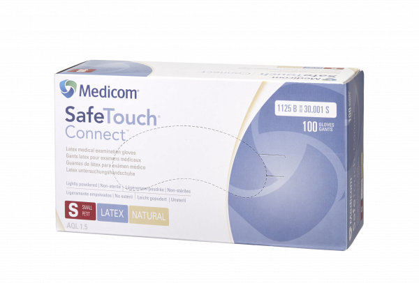 Medicom SafeTouch Connect, pudrované latexové rukavice, S, 100 ks