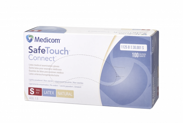 Medicom SafeTouch Connect, pudrované latexové rukavice, S, 100 ks