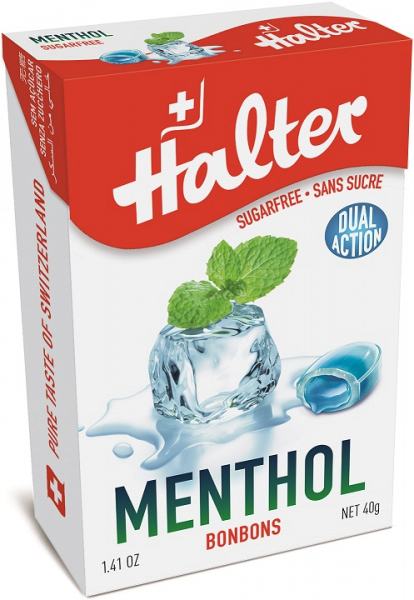Halter Menthol (Mentol), bonbóny bez cukru, 40 g