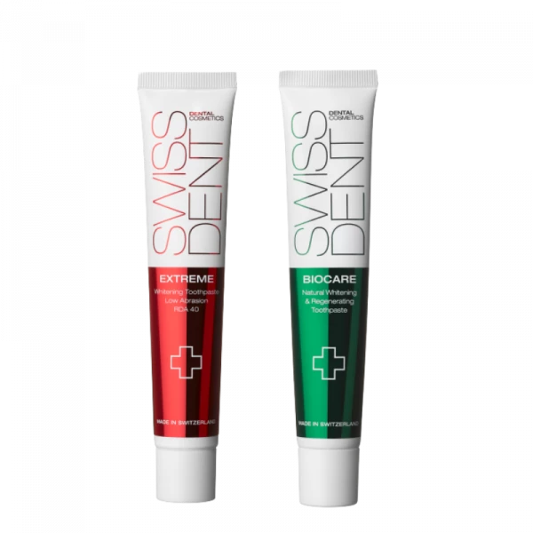 SWISSDENT EXTREME intenzivní bělicí pasta, 50 ml + SWISSDENT BIOCARE zubní pasta, 50 ml