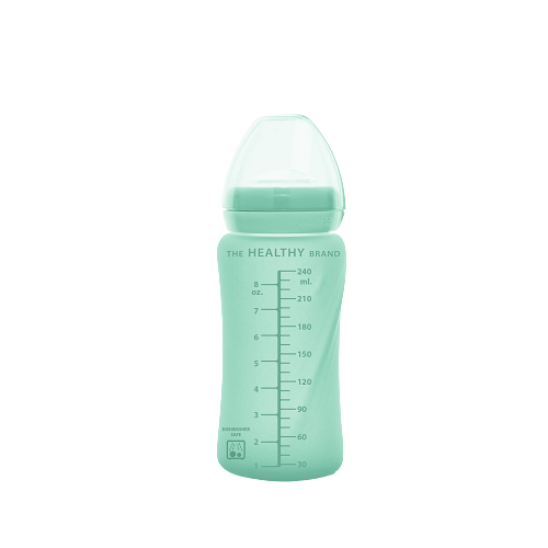 Everyday Baby skleněná láhev s brčkem 240 ml, Mint Green