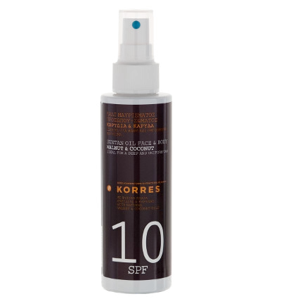 KORRES Suntan Oil olej na opalování kokos & vlašský ořech SPF10, 150 ml