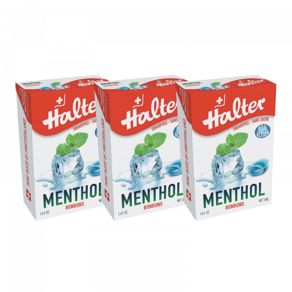 Halter Mentol, bonbóny bez cukru, 3x 40 g