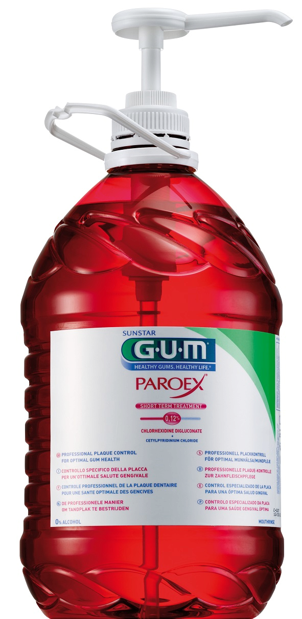 GUM PAROEX ústní voda (výplach, CHX 0,12 % + CPC 0,05 %), 5 l s plastovou pumpou
