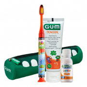 GUM JUNIOR sada na čištění zubů v penálu pro školáky