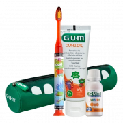 GUM JUNIOR sada na čištění zubů v penálu pro školáky