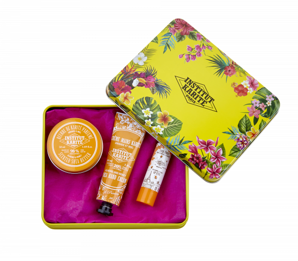 Institut Karite dárková sada mandle a med - 98% bambucké máslo, krém na ruce 30 ml a balzám na rty