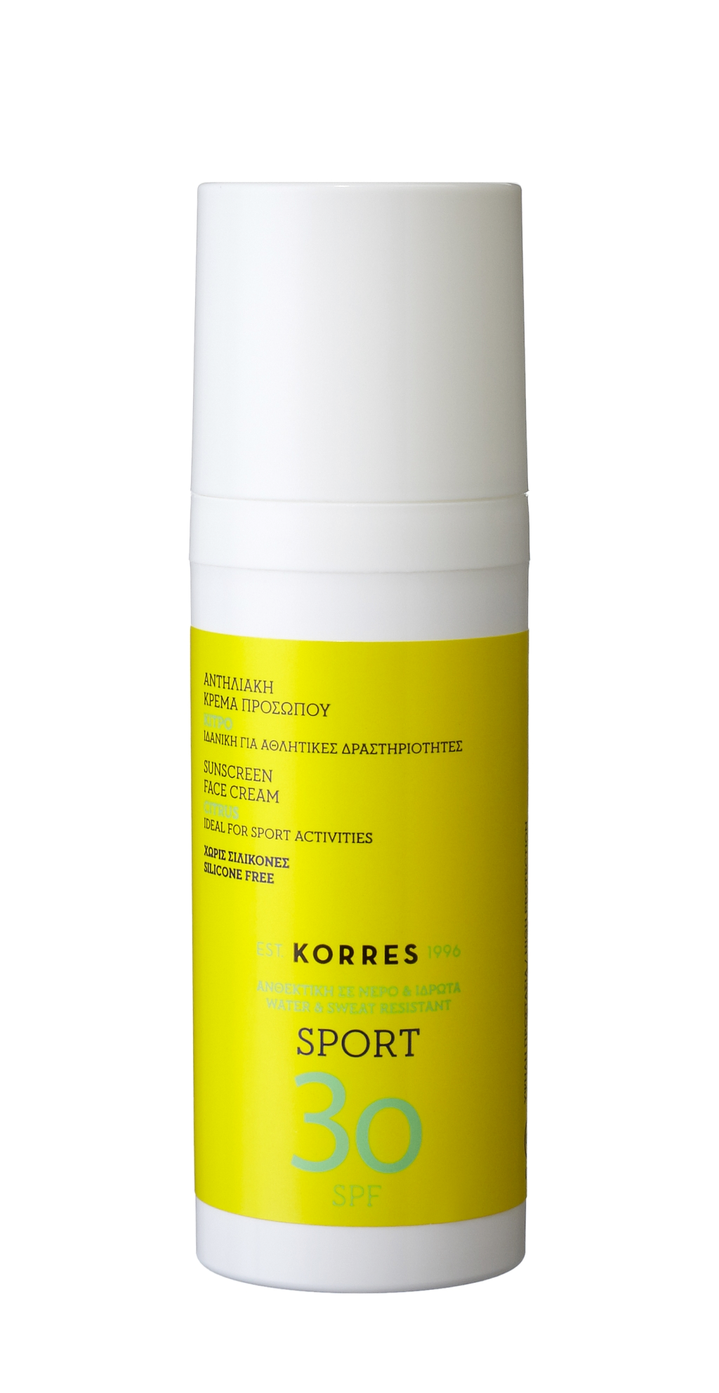 KORRES Sun Care CITRUS Active Sports Face Cream - Pleťový opalovací krém SPF30, 50 ml