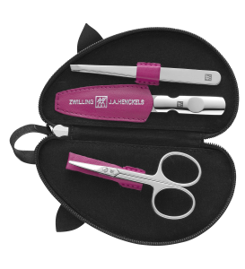 ZWILLING manikúra ve tvaru myšky, kožená, růžová, 3 části