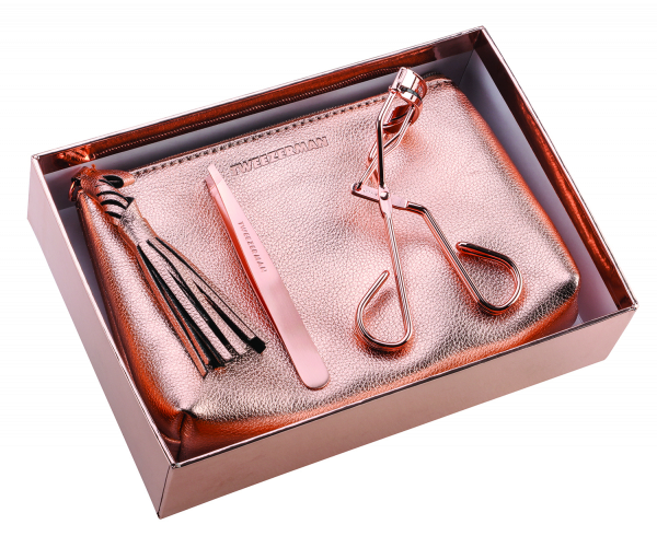 Tweezerman Set růžové zlato s pinzetou a kleštičkami na řasy