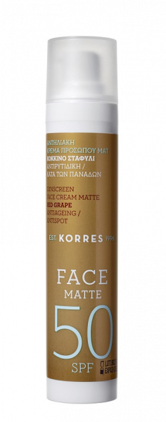 KORRES Red Grape Sunscreen Face Cream Matte SPF50 - zmatňující opalovací krém na obličej, 50 ml
