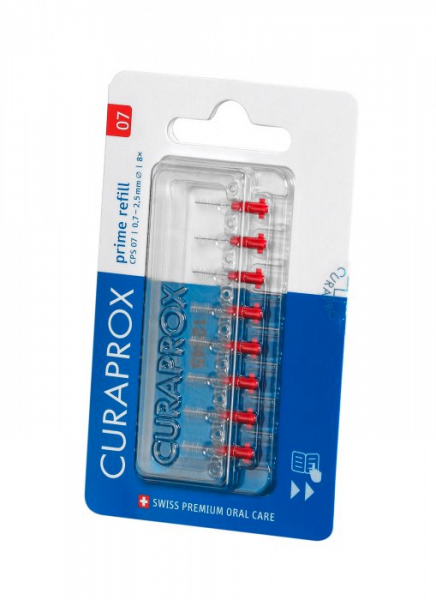 Curaprox CPS 07 prime 8 ks blister refill, červené