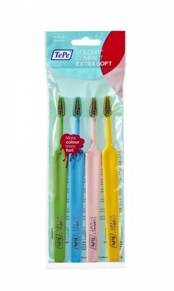 TePe Colour Compact x-soft, sada zubních kartáčků, 3+1 zdarma