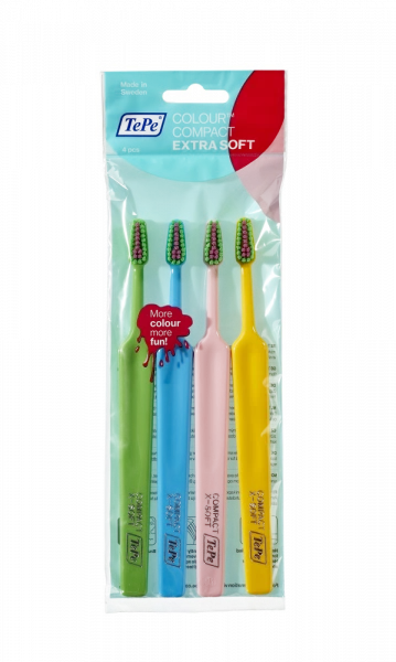 TePe Colour Compact x-soft, sada zubních kartáčků, 3+1 zdarma