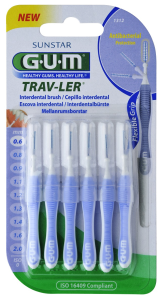 GUM TRAV-LER mezizubní kartáček s chlorhexidinem, ISO 0, cylindrický, 0,6 mm, 6 ks