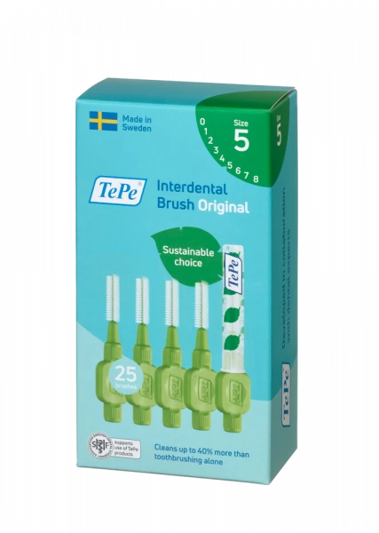 TePe Original mezizubní kartáčky z bioplastu 0,8 mm, zelené, 25 ks