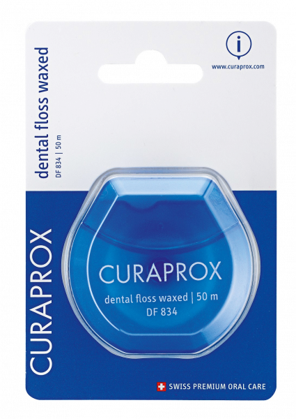 Curaprox DF 834 dental floss dentální nit s mátovou příchutí, 50 m
