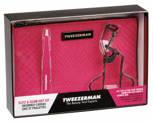 Tweezerman GLITZ & GLAM Gift Set kleštičky a pinzeta v růžové taštičce