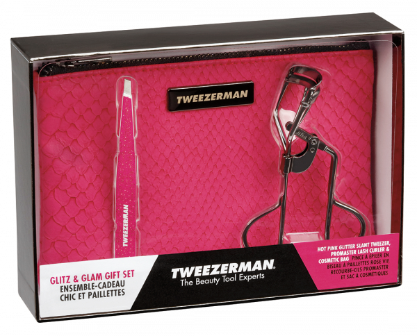 Tweezerman GLITZ & GLAM Gift Set kleštičky a pinzeta v růžové taštičce