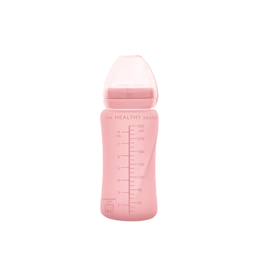 Everyday Baby skleněná láhev s brčkem 240 ml, Rose Pink
