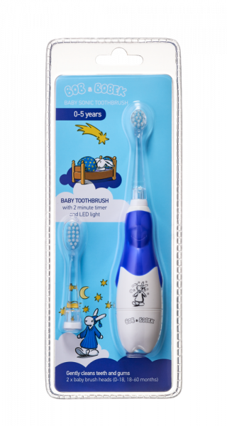 Bob a Bobek baby sonický dětský kartáček s nočním motivem, Night Dark Blue, 0-5 let