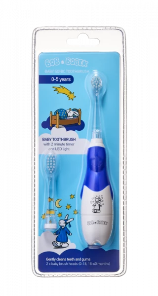 Bob a Bobek baby sonický dětský kartáček s nočním motivem, Night Dark Blue, 0-5 let