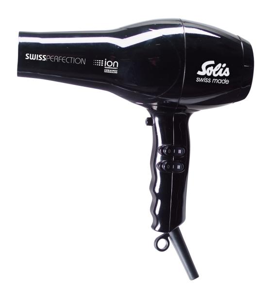 Solis fén Swiss Perfection Výkonný profesionální fén černý v balení s kartáčem