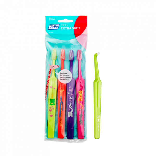 TePe Kids x-soft, 3+1 zdarma + TePe Compact Tuft