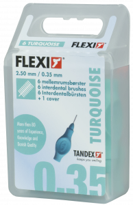Tandex Flexi mezizubní kartáčky tyrkysové 0,35 mm, 25 ks+krytek