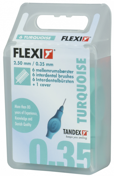Tandex Flexi mezizubní kartáčky tyrkysové 0,35 mm, 25 ks+krytek