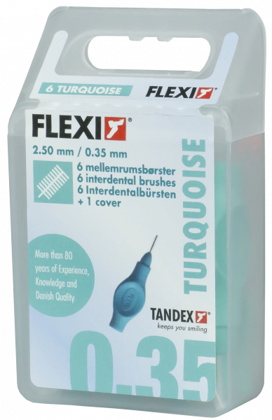Tandex Flexi mezizubní kartáčky tyrkysové 0,35 mm, 25 ks+krytek