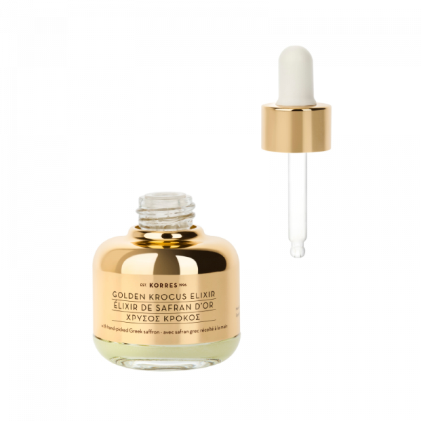 KORRES GOLDEN KROCUS Ageless Saffron Elixir Serum – šafránový elixír proti stárnutí pleti, 30 ml
