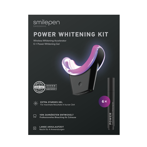 Smilepen Power Whitening Kit, sada pro bělení zubů s bezdrátovým LED akcelerátorem (6x gel)