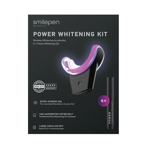 Smilepen Power Whitening Kit, sada pro bělení zubů s bezdrátovým LED akcelerátorem (6x gel)