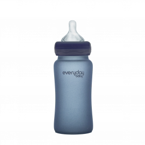 Everyday Baby skleněná láhev s termo senzorem, 240 ml, tmavě modrá