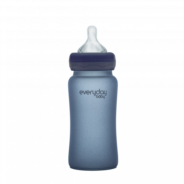 Everyday Baby skleněná láhev s termo senzorem, 240 ml, tmavě modrá
