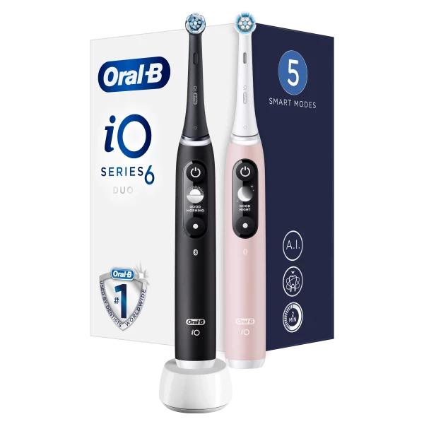 Oral-B iO6 Series Duo Pack Black/Pink elektrické zubní kartáčky