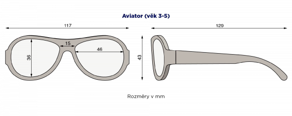 BABIATORS Original Aviator sluneční brýle, šedé, 3-5 let
