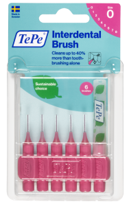 TePe Original mezizubní kartáčky z bioplastu 0,4 mm, růžové, 6 ks