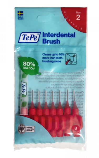 TePe Original mezizubní kartáčky z bioplastu 0,5 mm, červené,  8 ks