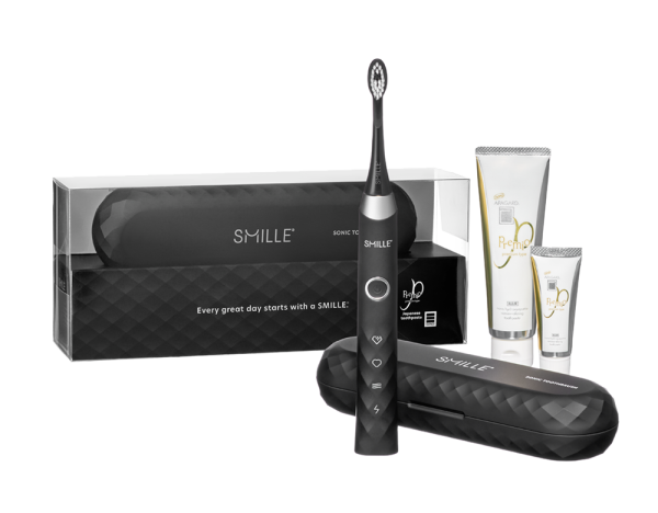 SMILLE Sonic Brush - Prémiový sonický kartáček s kónickými vlákny SANGI, černý