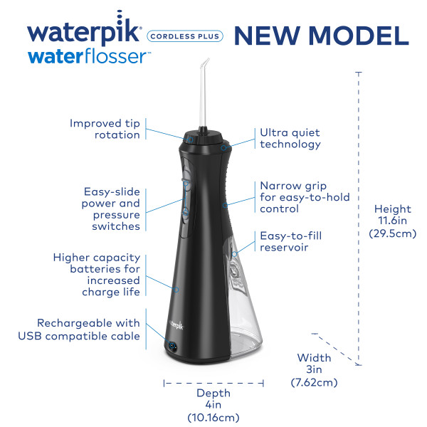 Waterpik Cordless Plus WP492 ústní sprcha, černá
