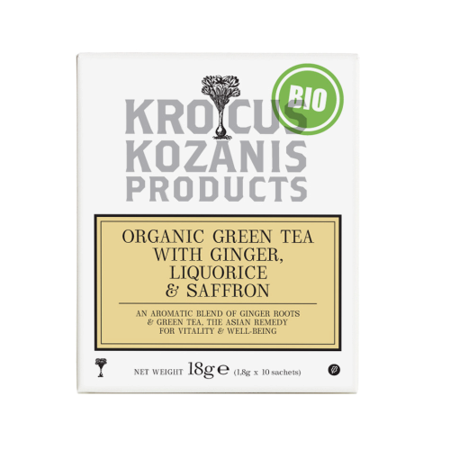 Krocus Kozanis GREEN TEA Saffron Tea - BIO zelený čaj se zázvorem, lékořicí a šafránem