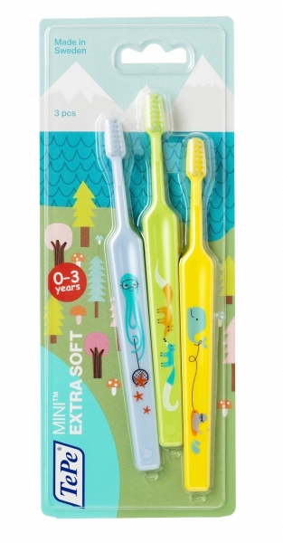TePe Mini x-soft, zubní kartáčky pro nejmenší, 2+1 zdarma