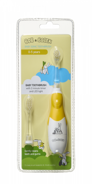 Bob a Bobek baby sonický dětský kartáček, Dark Yellow, 0-5 let